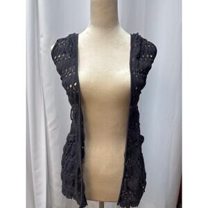 Papaya Grey vest cardigan w/ hood & pockets. Missing belt. Size S.Pit to pit 17